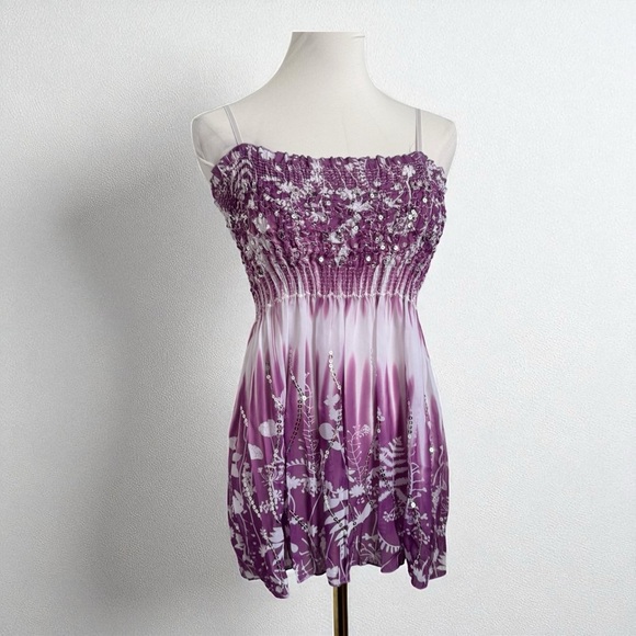 Vintage Floral Babydoll Dress Top Y2K Fairycore Coquette Boho Festival L/XL - Picture 1 of 6